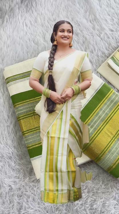 PRAKARTHI - Colour and Kasavu Fancy Set mundu With blouse