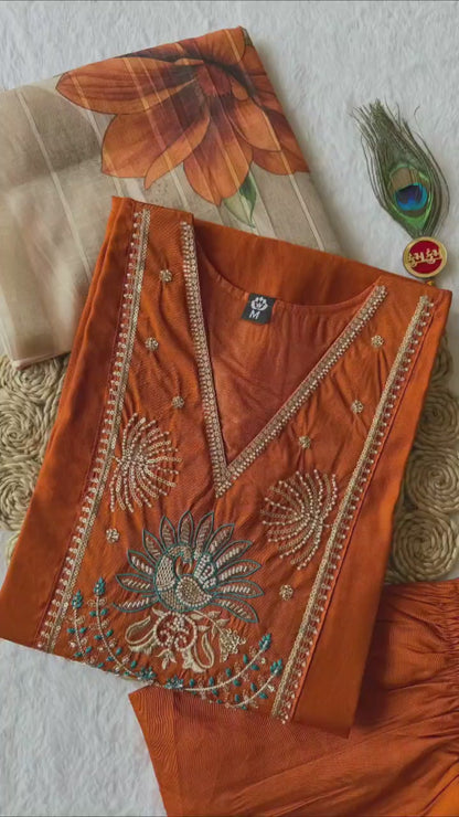 Roman Silk Kurti Pant Dupatta Set