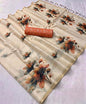 Digital printed floral design sarees