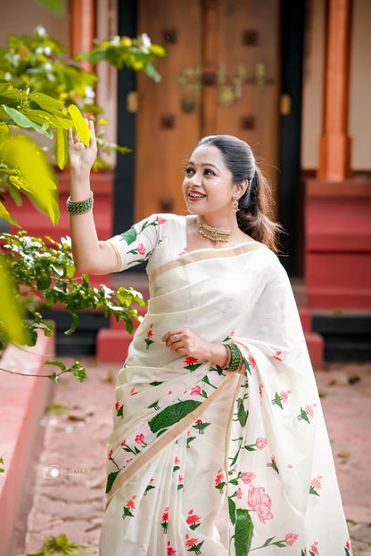 Sumangala - Small Lotus Set Saree