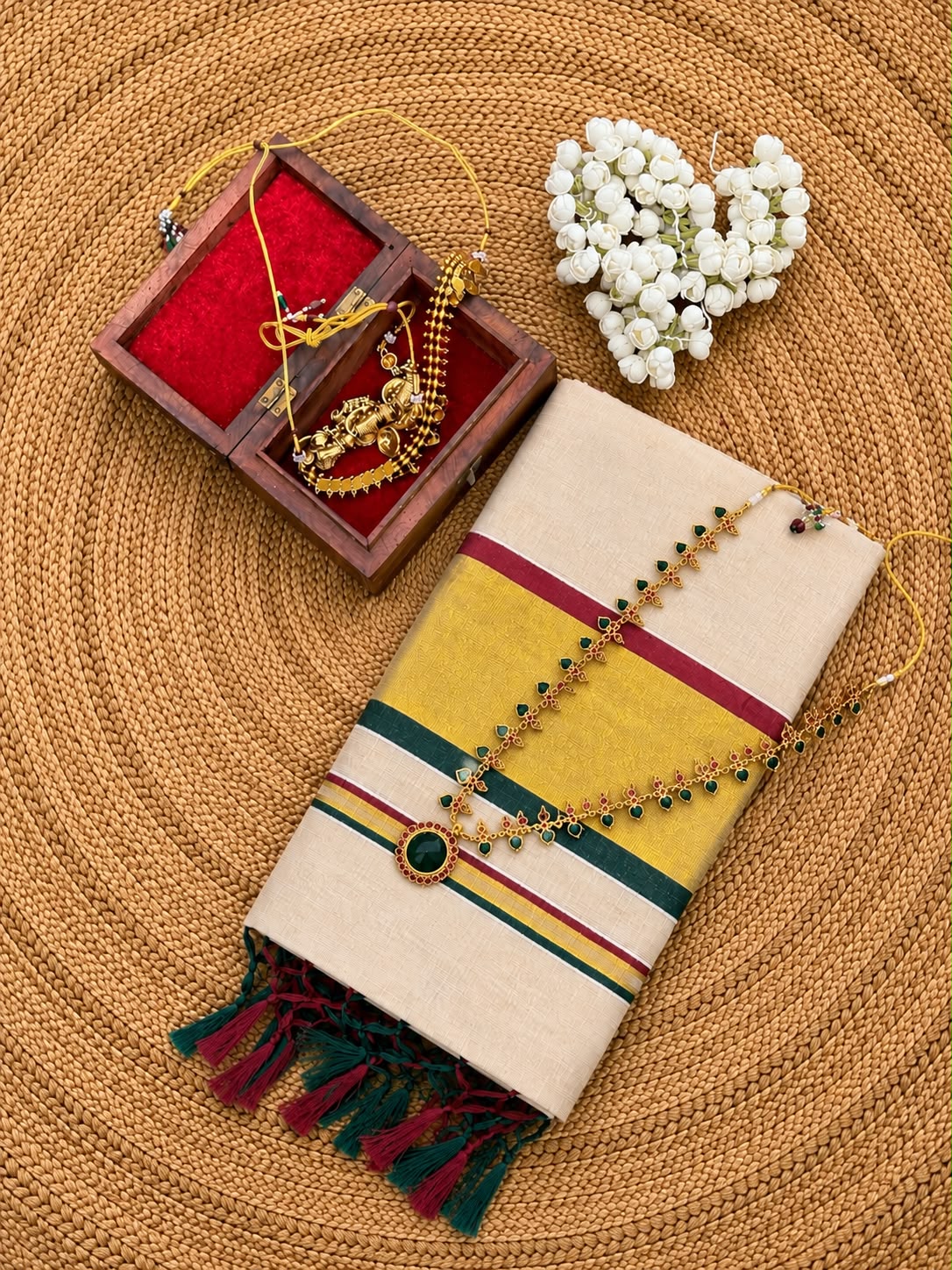 Border checks Golden Tissue saree