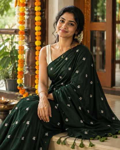 KAADHI COTTON EMBROIDERY SAREE