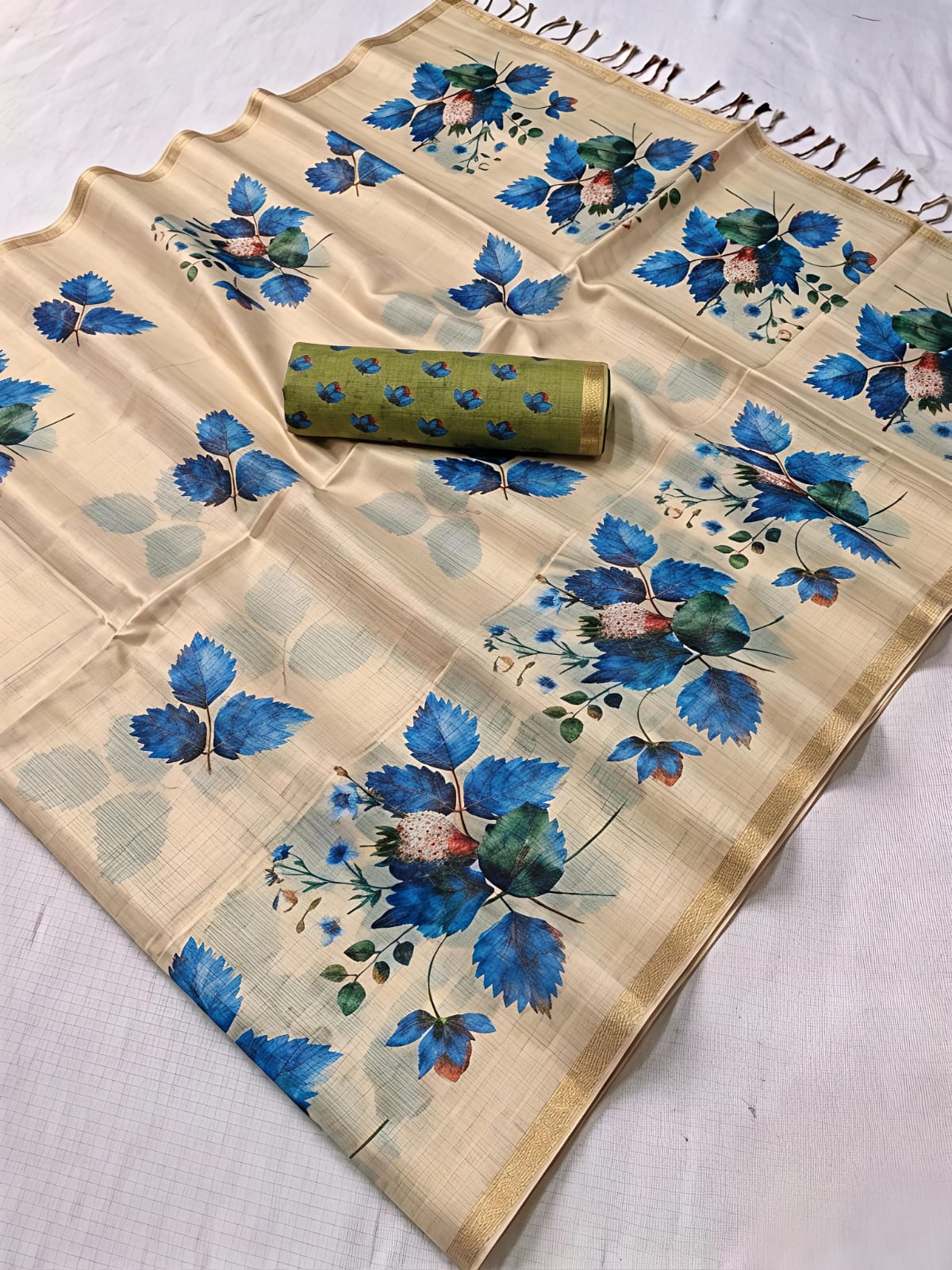 Digital printed floral design sarees