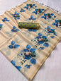 Digital printed floral design sarees