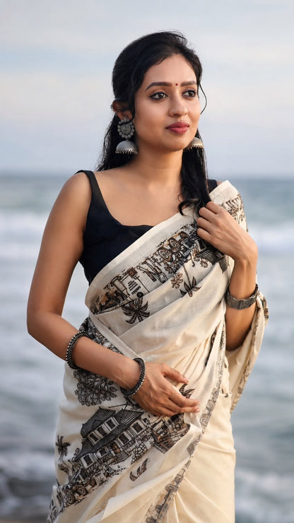 Gramam printed cotton saree