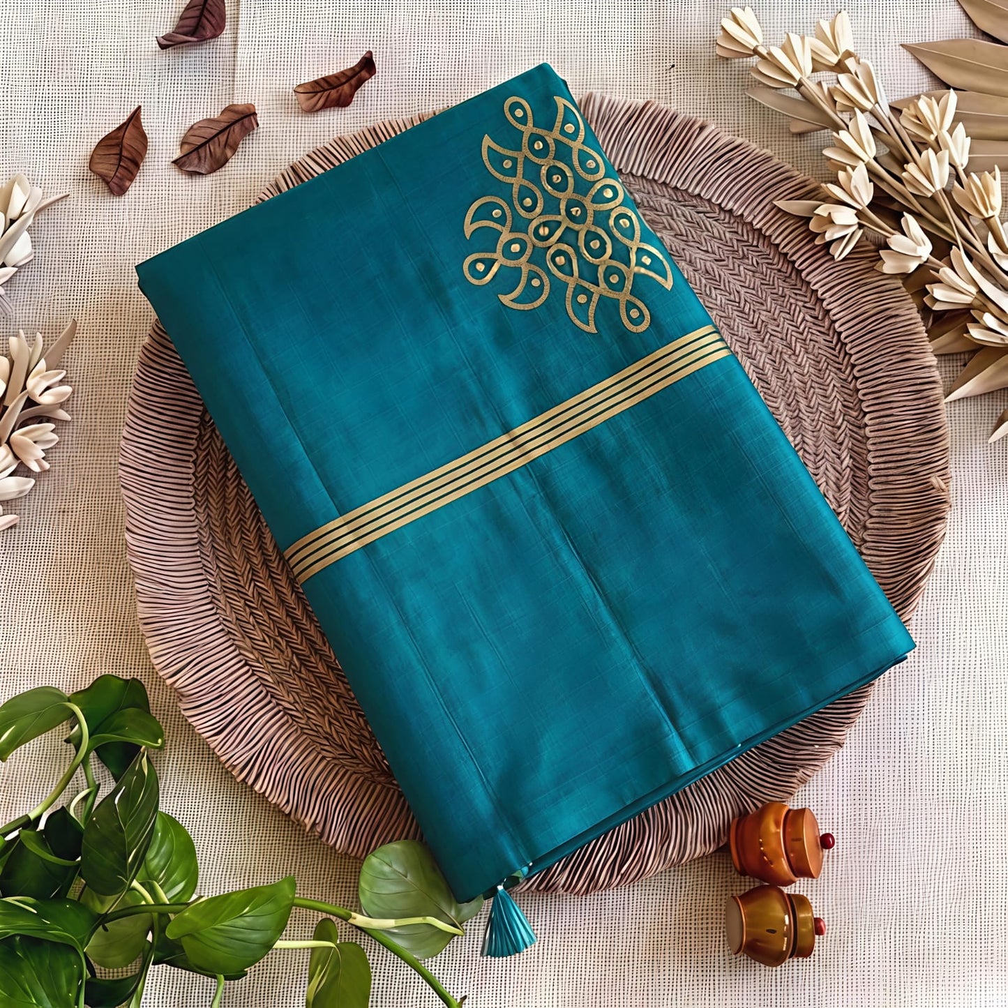 Premium soft silk saree with kolam design