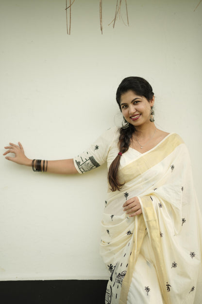 Chai Kada Cotton Embroidery saree