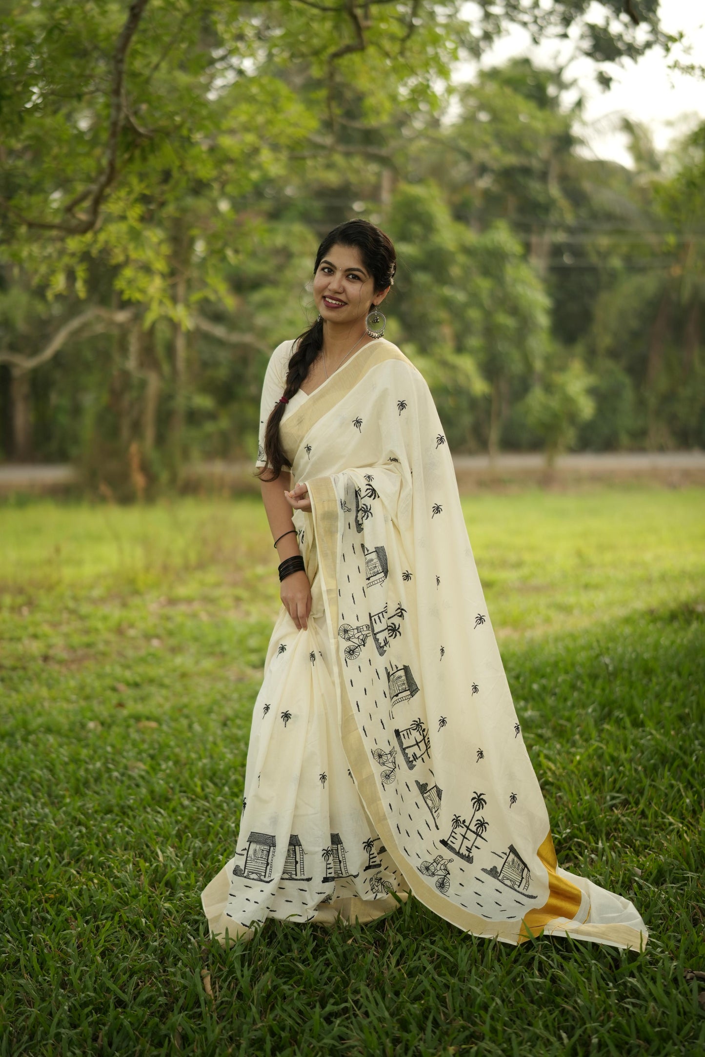 Chai Kada Cotton Embroidery saree