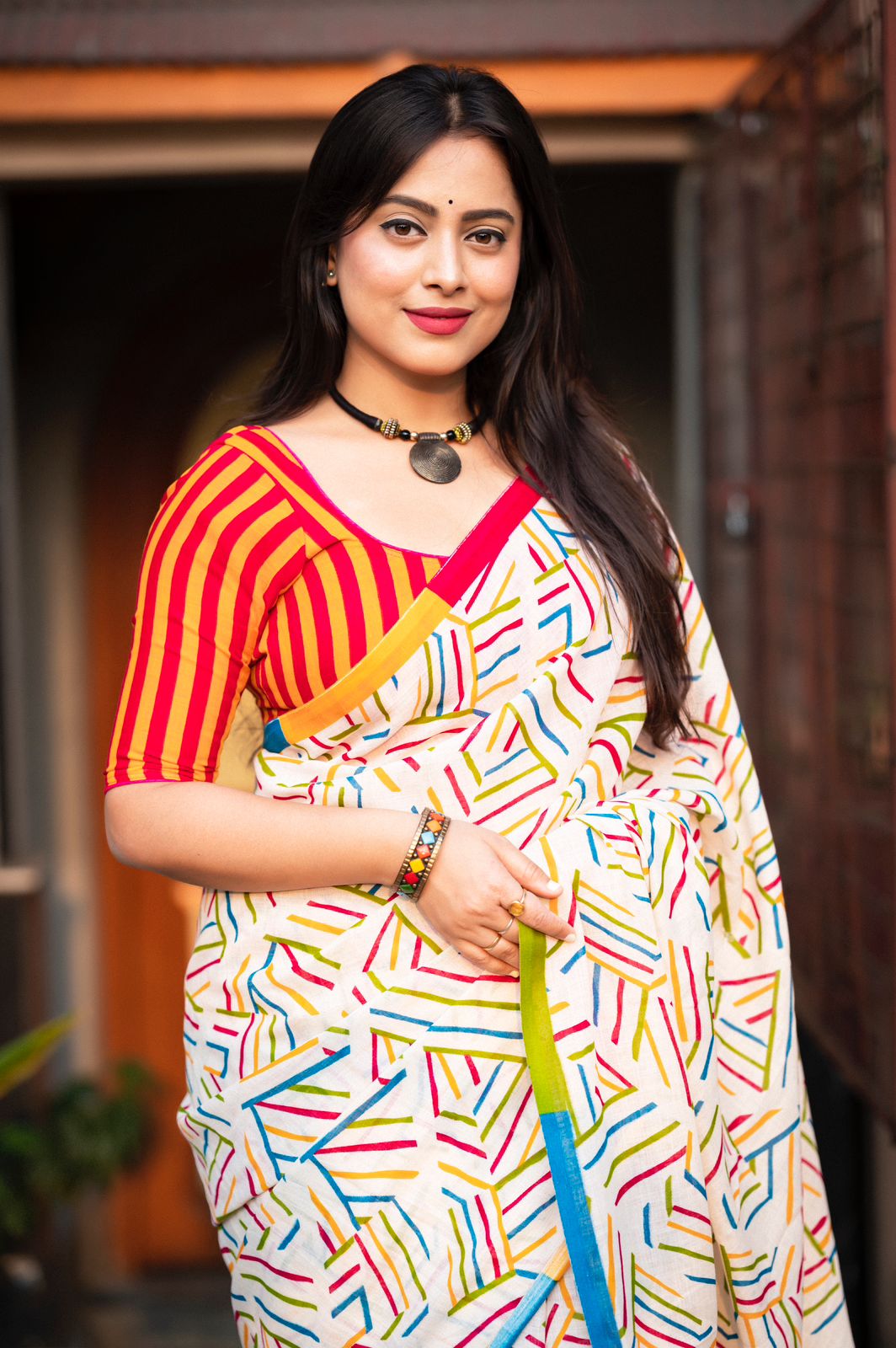 Soft linen saree