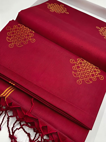 Premium soft silk saree with kolam design