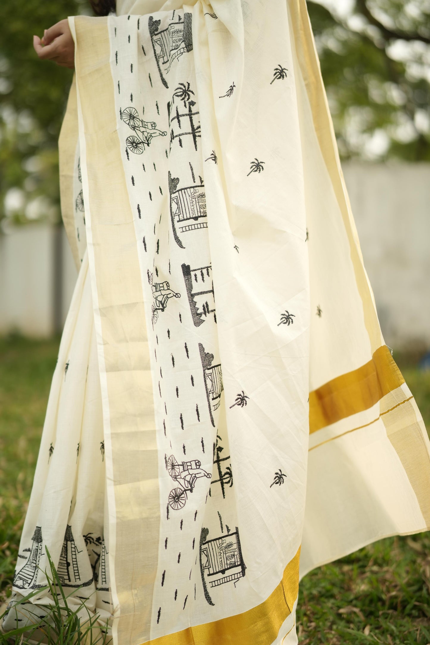 Chai Kada Cotton Embroidery saree