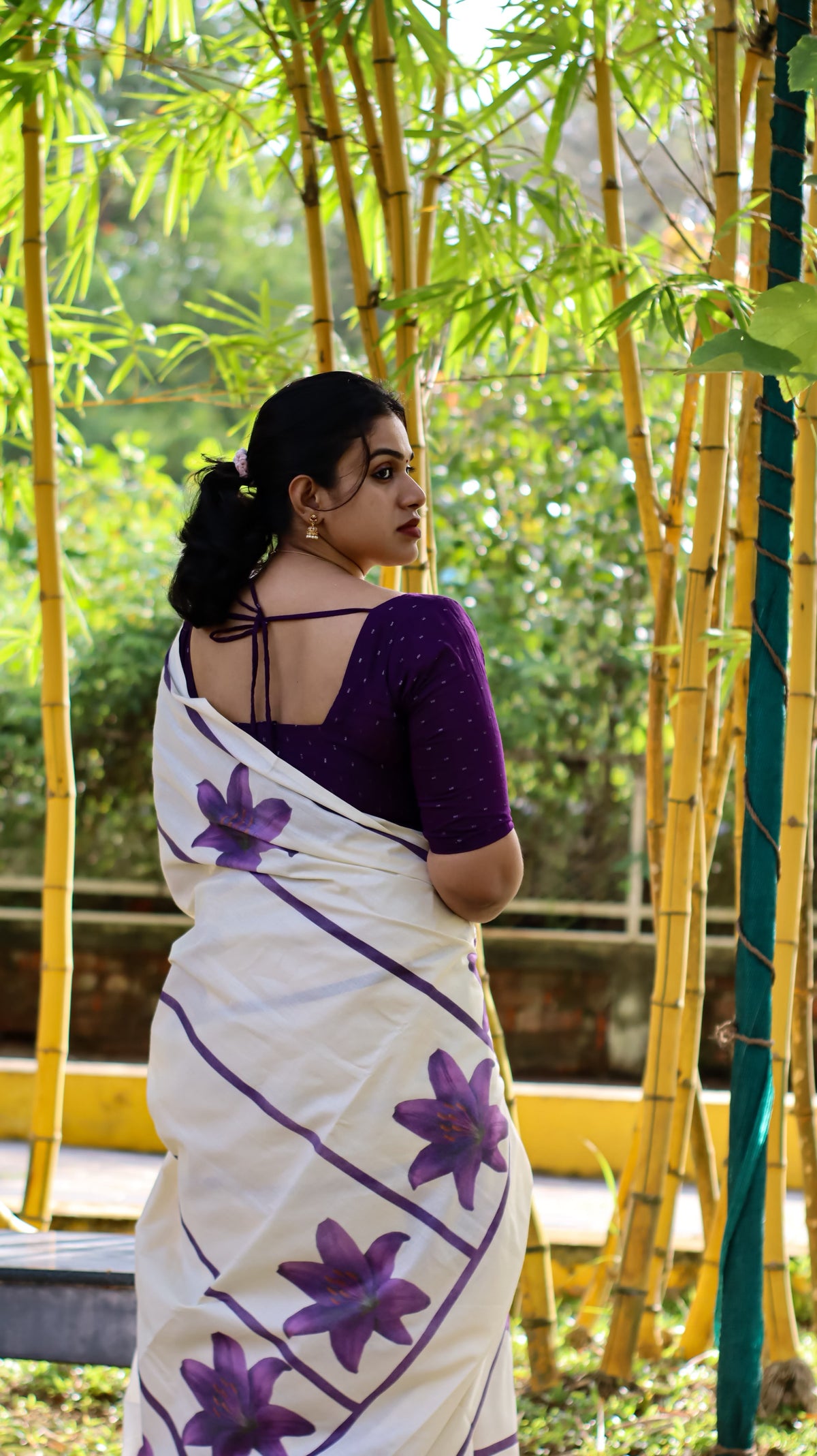 Lavender Stripes Pure cotton saree