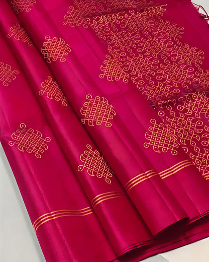 Premium soft silk saree with kolam design
