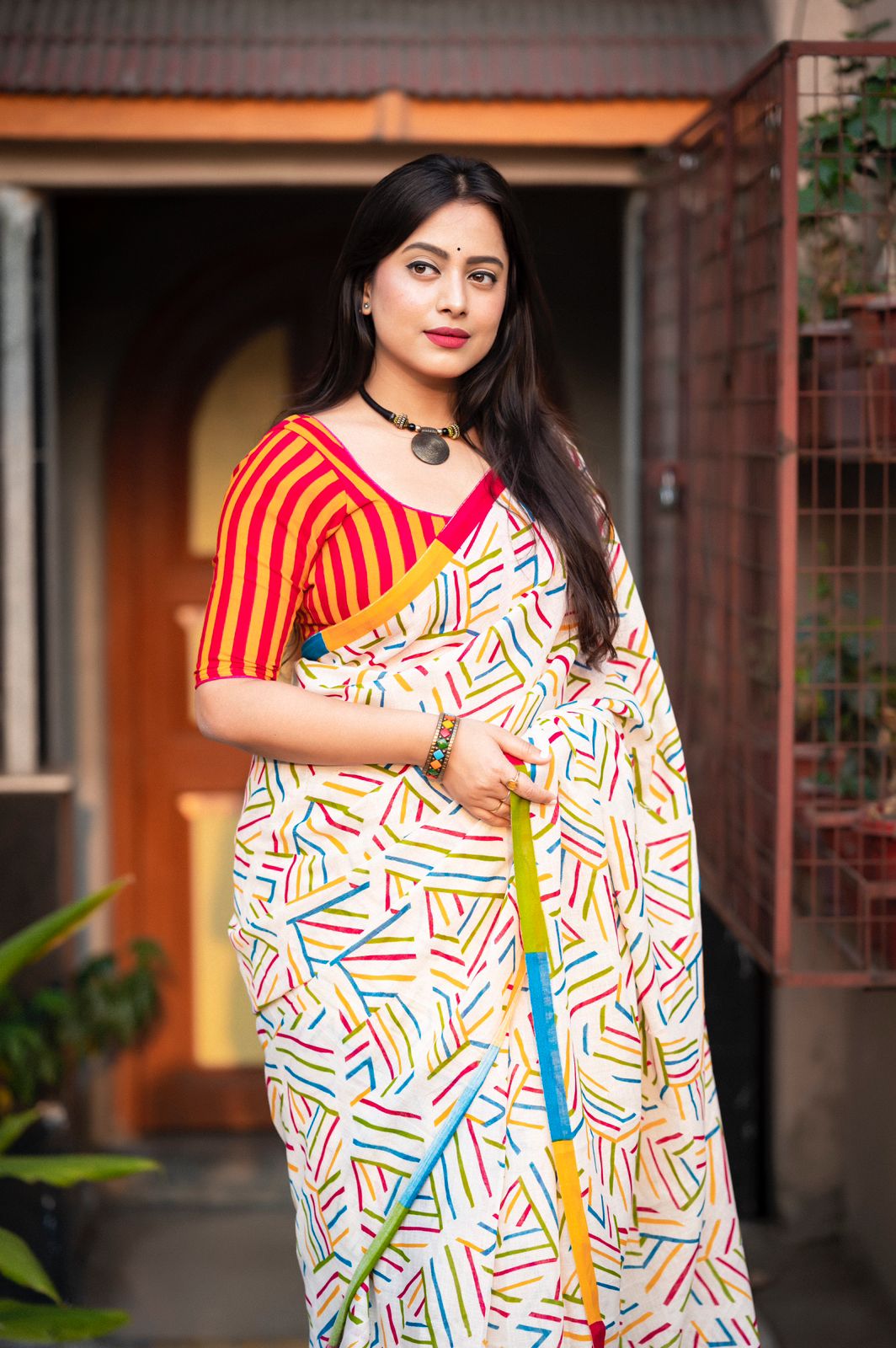Soft linen saree