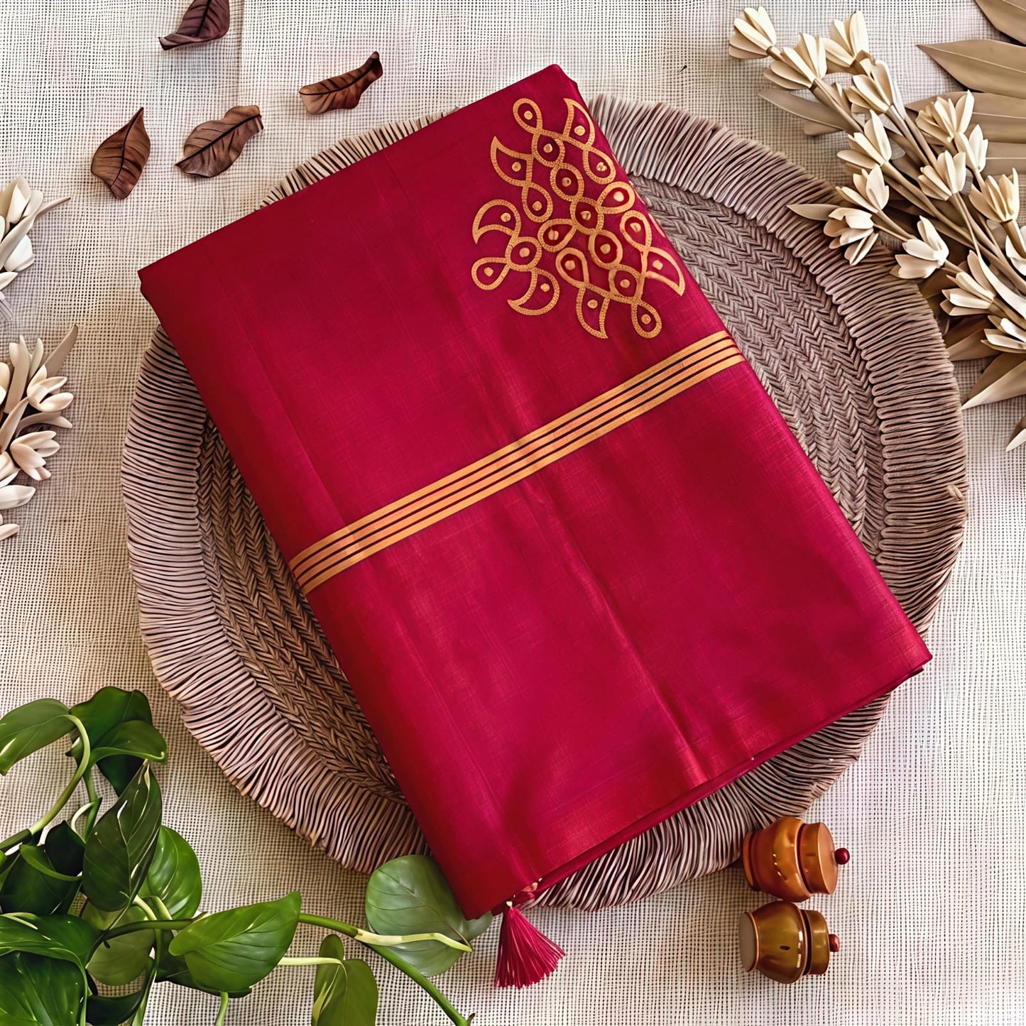 Premium soft silk saree with kolam design
