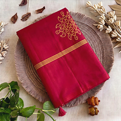 Premium soft silk saree with kolam design